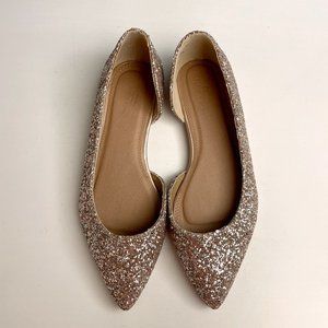 ASOS gold glitter d'orsay pointed toe flats - size 9W